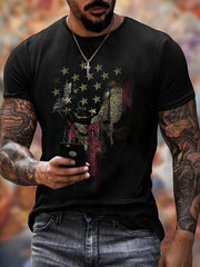 Men's Flag Print Tee Shirt for Summer