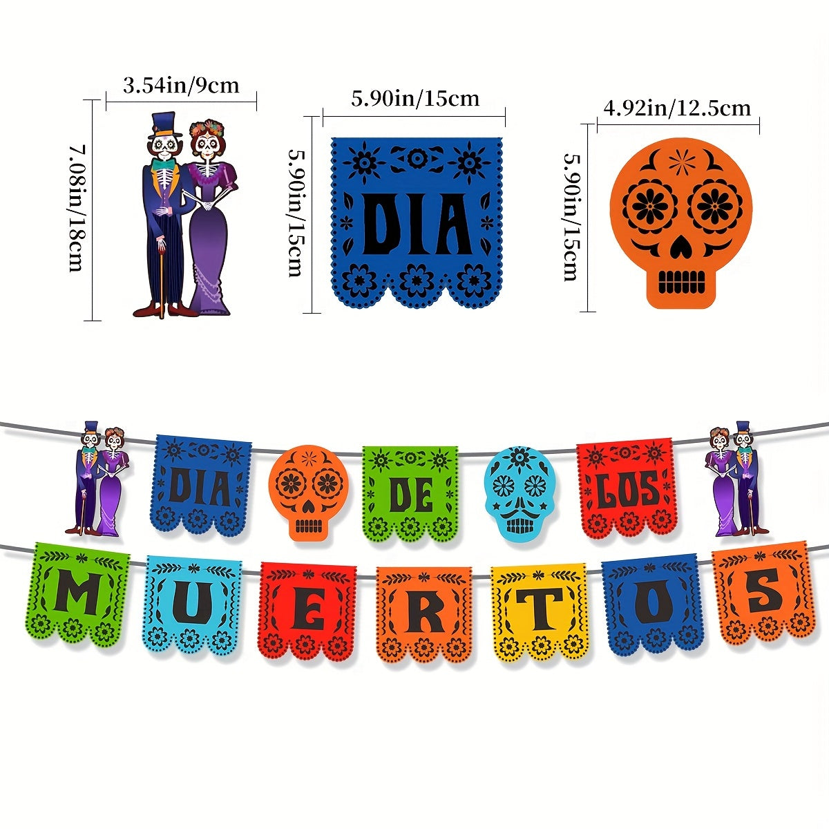 Day Of The Dead Party Decoration Flower Spiral Banner