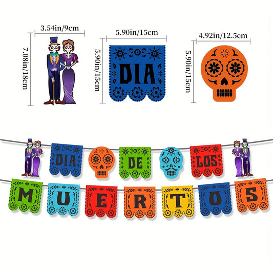 Day Of The Dead Party Decoration Flower Spiral Banner