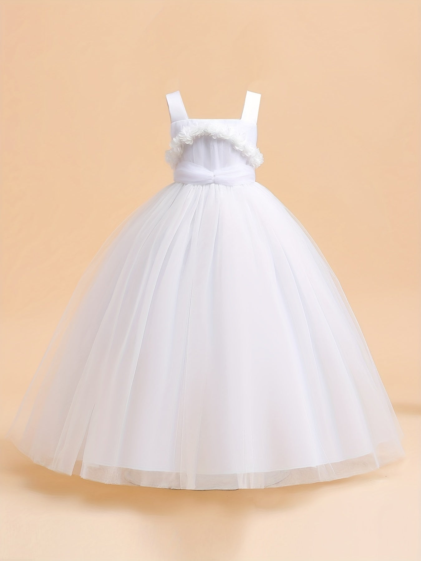 Girls Formal Dress Birthday Party Dress Flowers Decor Maxi Dress