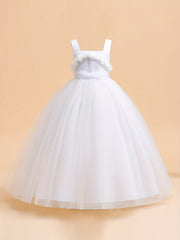 Girls Formal Dress Birthday Party Dress Flowers Decor Maxi Dress