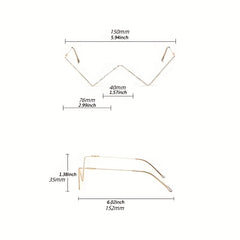Rhinestone Decor Lensless Glasses W Shaped Frame Photo Prop Eyewear