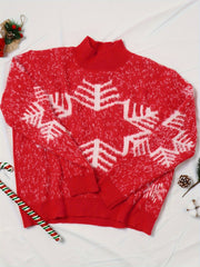 Snowflake Print Mock Neck Jumper