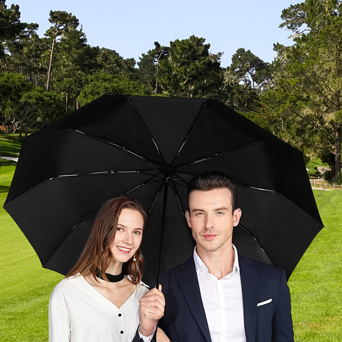 Wind Resistant 3 Fold Auto Umbrella 12 Bones Big Umbrella