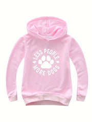 Boys Girls Dog Paw Graphic Hoodie Casual Cotton Hooded Sweatshirt