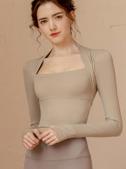 Slimming Long Sleeves Sports Top with Chest Pads