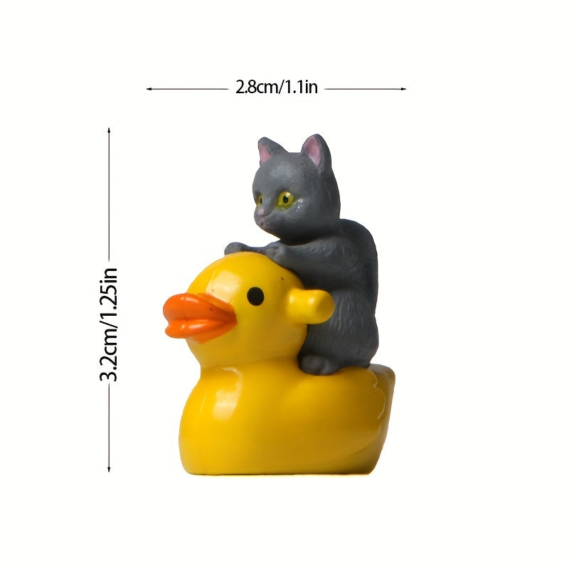 Yellow Duck Cat Kitten Micro Landscape Gardening Doll