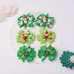 6pcs Baby Girls Christmas Hair Accessories with Bow Hair Clips
