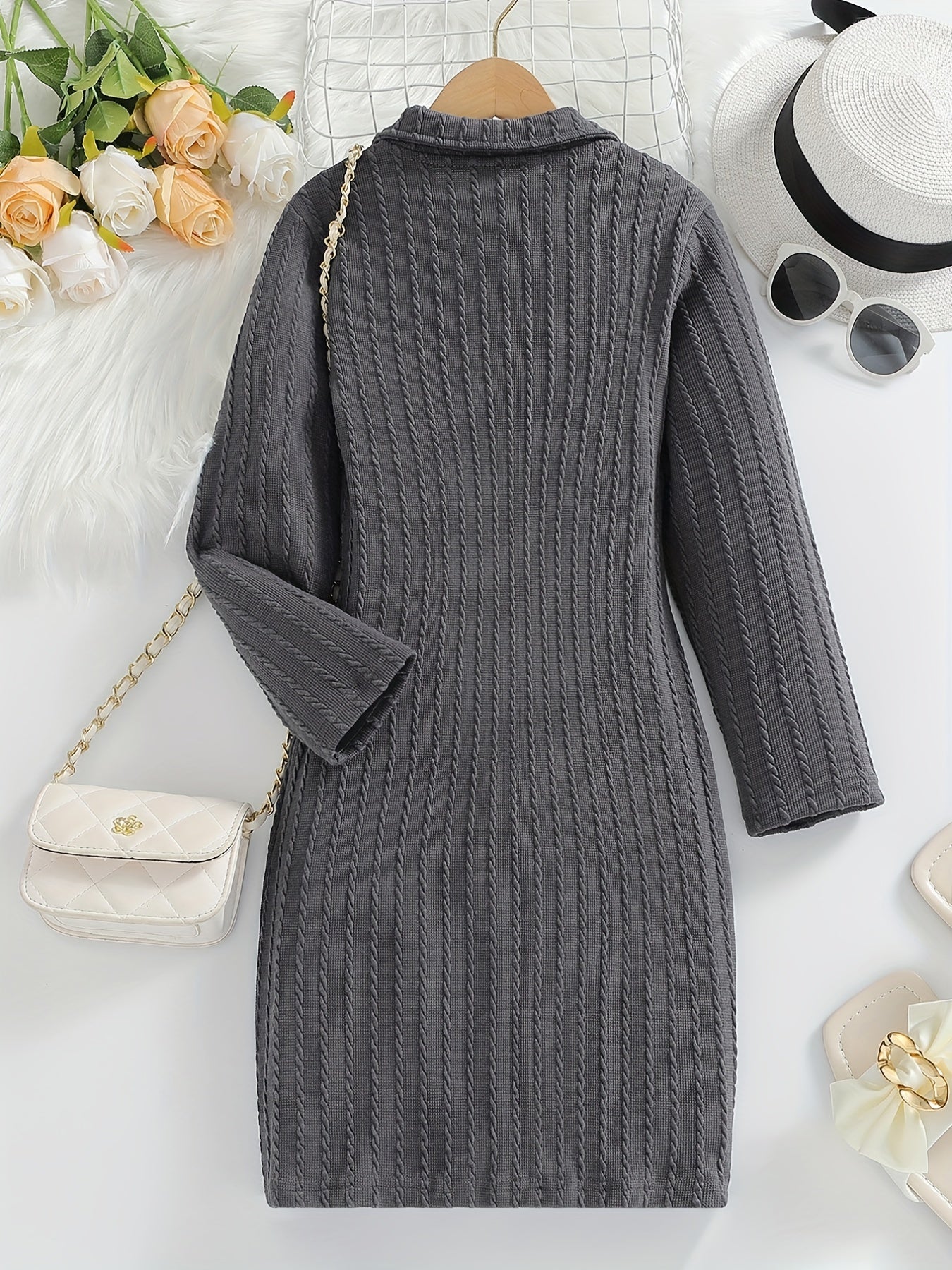 Girls' Slim Fit Knitted Sweater Dress