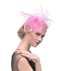Bride's Feather Hair Ornament Wedding Flower Cocktail Hair Clip