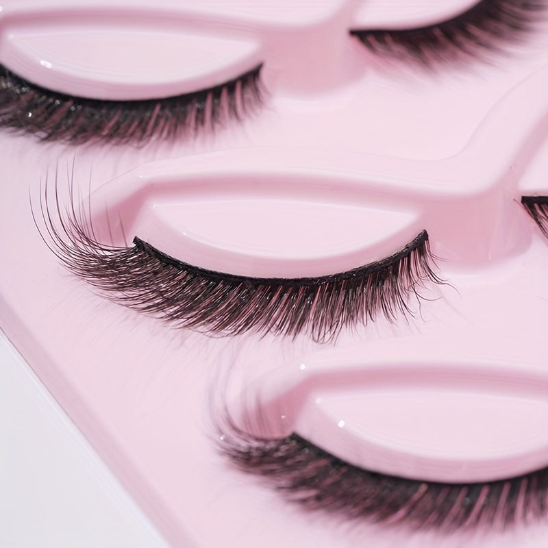 5 Pairs Fox Eye False Eyelashes 16mm Natural Volume Curly Makeup Lash Extension