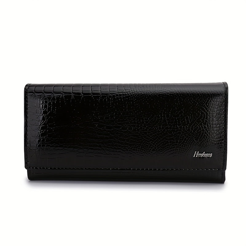 Women's Bi-fold Crocodile Print Leather Wallet