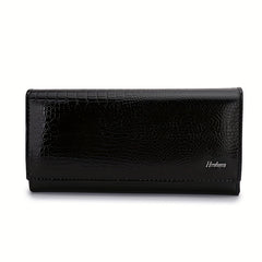 Women's Bi-fold Crocodile Print Leather Wallet