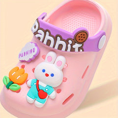 Breathable Clogs with Cartoon Charms for Baby Girls