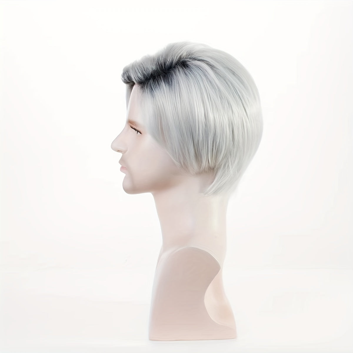 Short Metallic Grey Silver Ombre Wig for Men