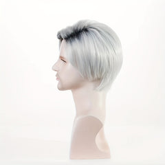 Short Metallic Grey Silver Ombre Wig for Men