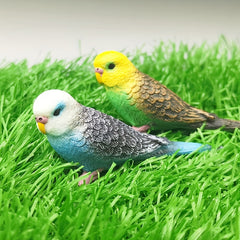 Mini Budgie Parrot Set Realistic PVC Bird Figurines Colorful Desk Ornaments