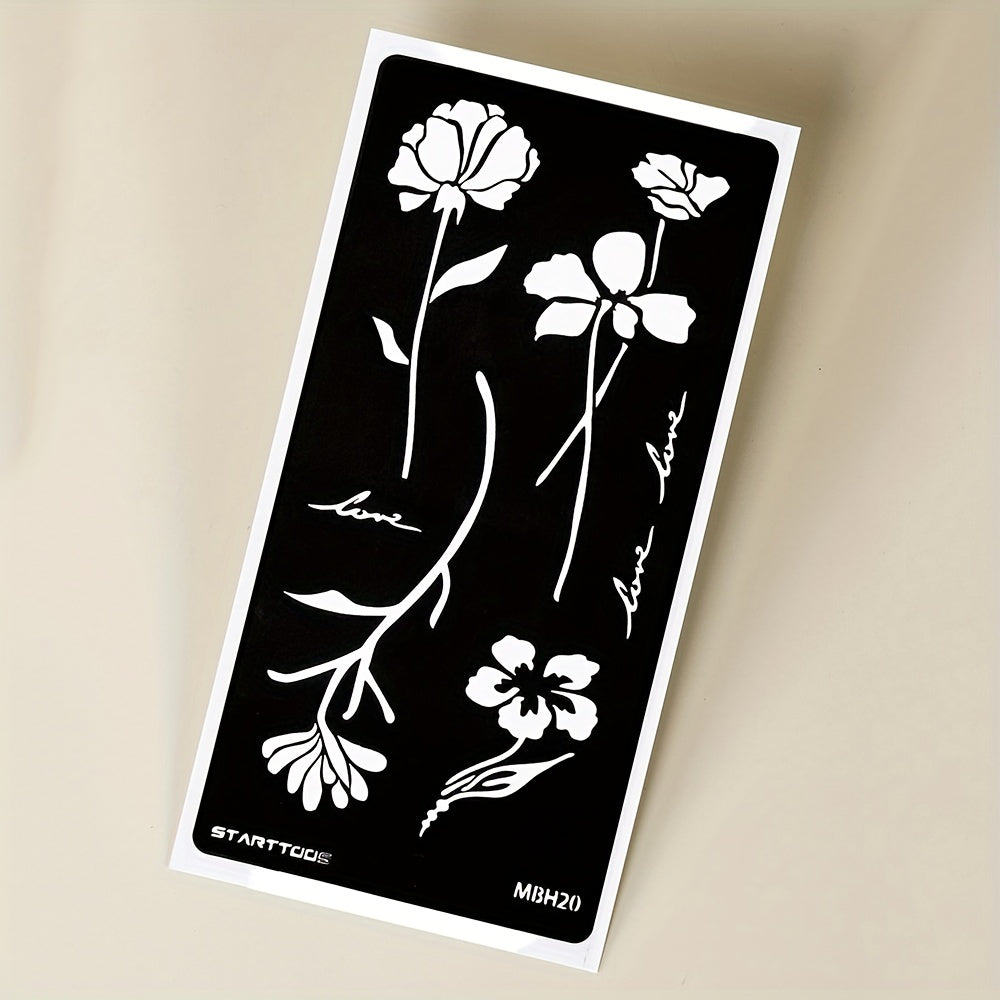 Floral Butterfly Feather Finger Wrist Body Temporary Tattoo