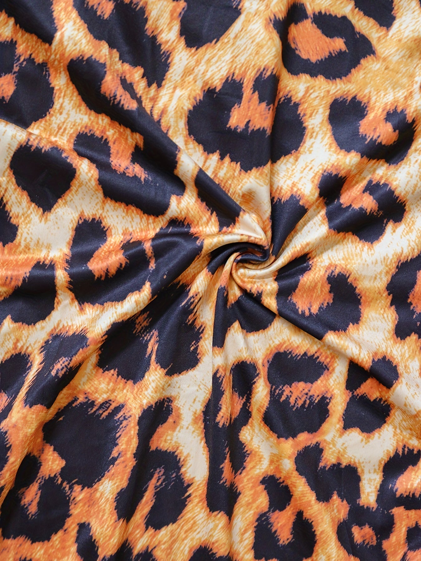 Leopard Print and Lips Print Two-Piece Set: Long Sleeve Top & Flared Leg Pants
