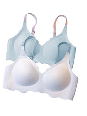 Colorblock Wave Trim Wireless Bra Women's Lingerie & Underwear