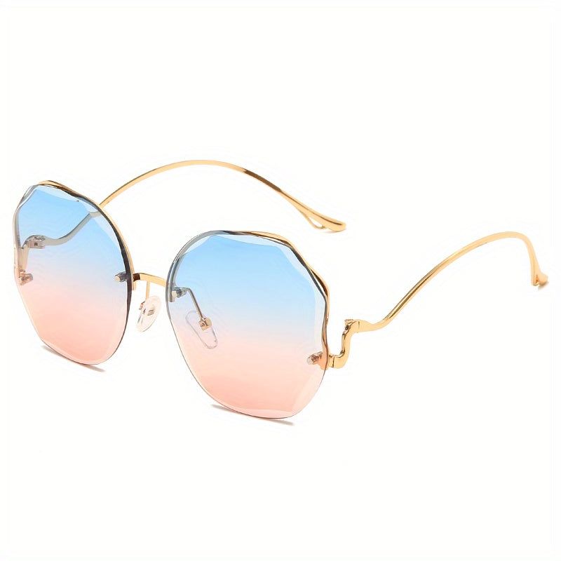 Oversize Polygon Rimless Sunglasses For Women
