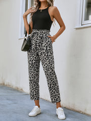 Leopard Print Cropped Pants Women's Clothing