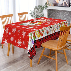 Polyester Tablecloth Merry Christmas Snowflake Deer Snowman Pattern
