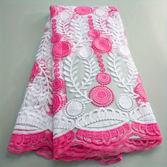 African Mesh Lace Fabric With Sequins French Embroidered Tulle Milk Silk Lace
