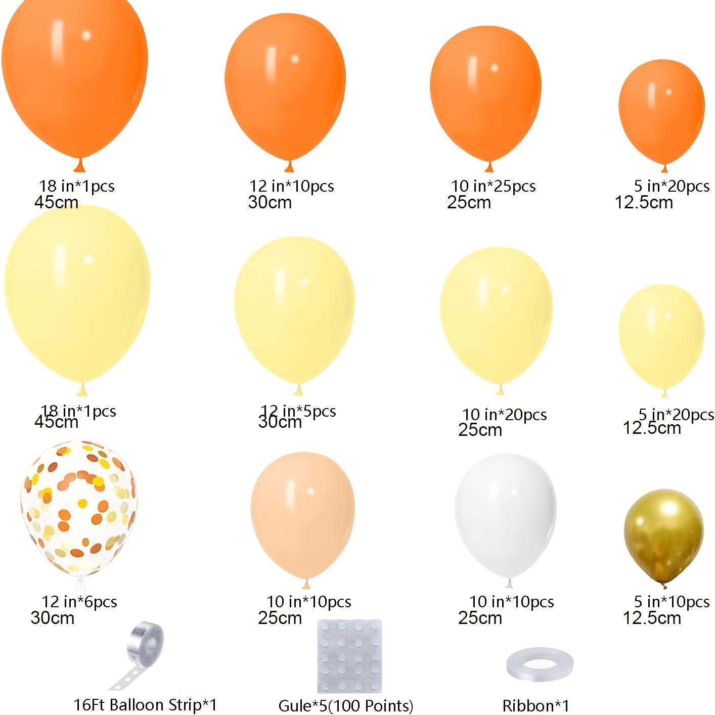 138pcs Orange Yellow Balloon Garland Arch Kit For Fruit Birthday