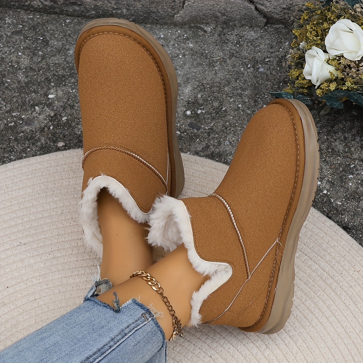 Women's Non slip Snow Boots Thickened Medium Tube Shoes