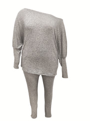 Casual One Shoulder Top & Leggings Set