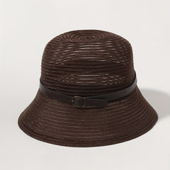 Brown Mesh Bucket Hat Vintage Jazz Fisherman Cap