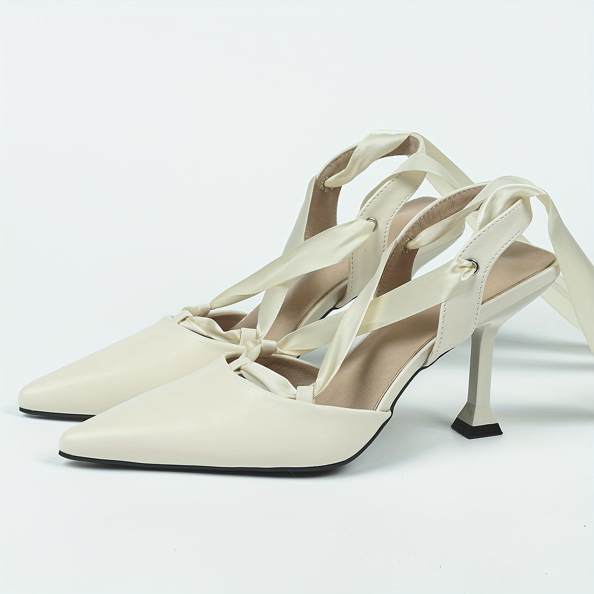 Women's Point Toe Slingback Heels Criss Cross Straps Stiletto Shoes