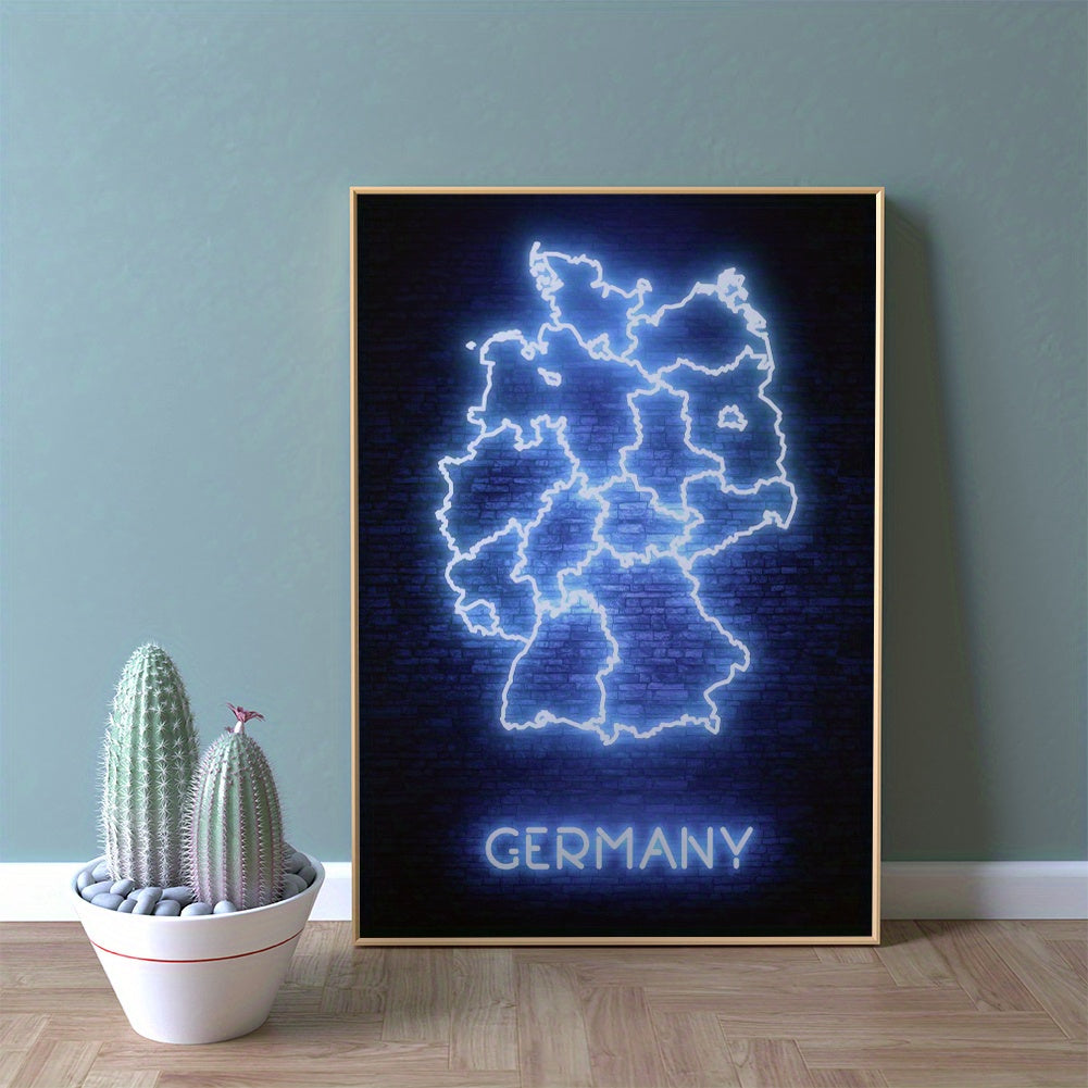 Neon Map Poster For Children Home Decor A4 11 x 8 30x21cm