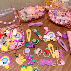 24pcs Fruits Flowers Rainbow Hair Clip Set for Girls
