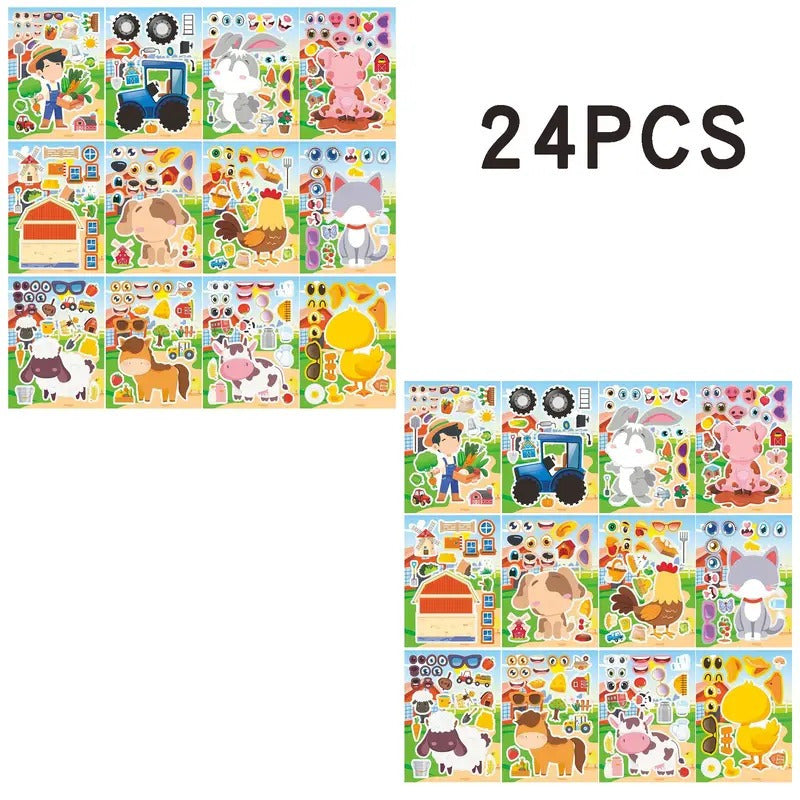 Farm Animal Stickers DIY Face Changing Stickers Party Favors