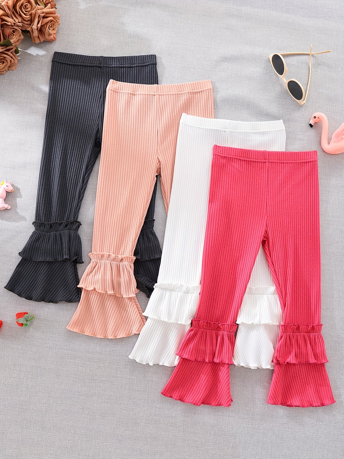 Baby Thick Ribbed Knit Flared Leg Trousers