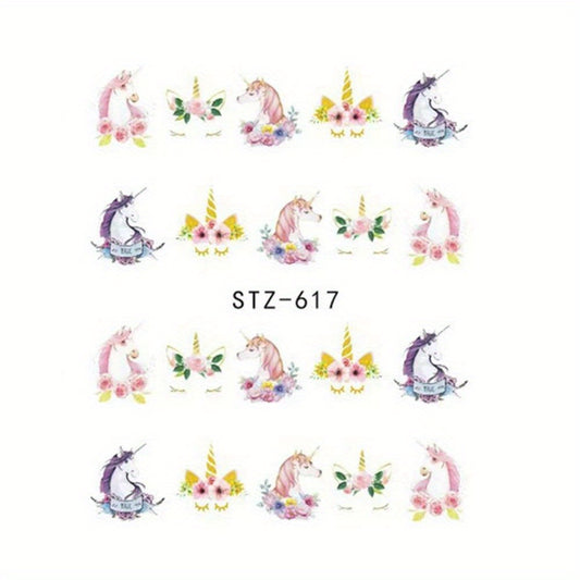 Unicorn & Mermaid Nail Art Stickers Water Print for Magical Manicure