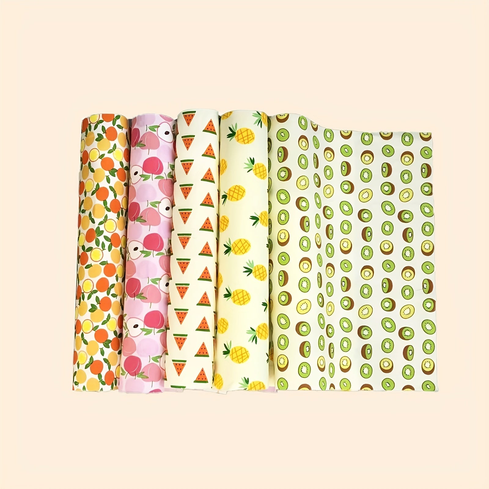 5pcs Fruit Pattern Printed Square Fabric Patchwork Quilted DIY Sewing Crafts