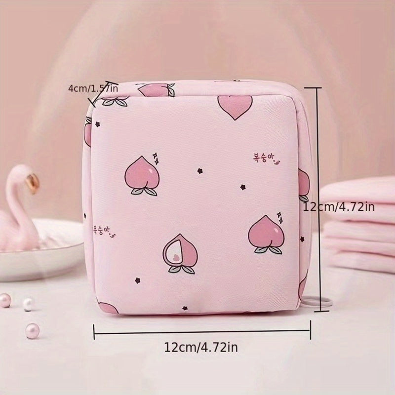 Cartoon Print Sanitary Napkin Bag with Zipper