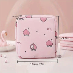 Cartoon Print Sanitary Napkin Bag with Zipper