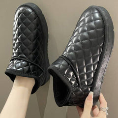 Women's Low Top Snow Boots Waterproof Shoes Slip On Round Toe