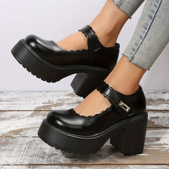 Platform High Heels Round Toe Chunky Heel Mary Jane Lolita Shoes