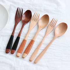2pcs Wooden Cutlery Set for Dinnerware and Tableware