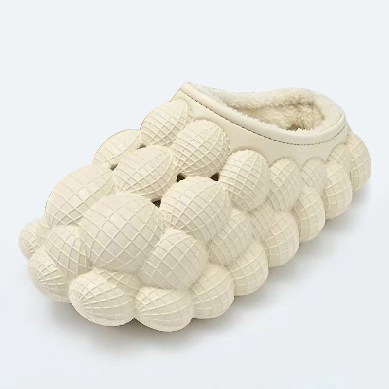 Unisex Massage Bubble Slides With Faux Fur