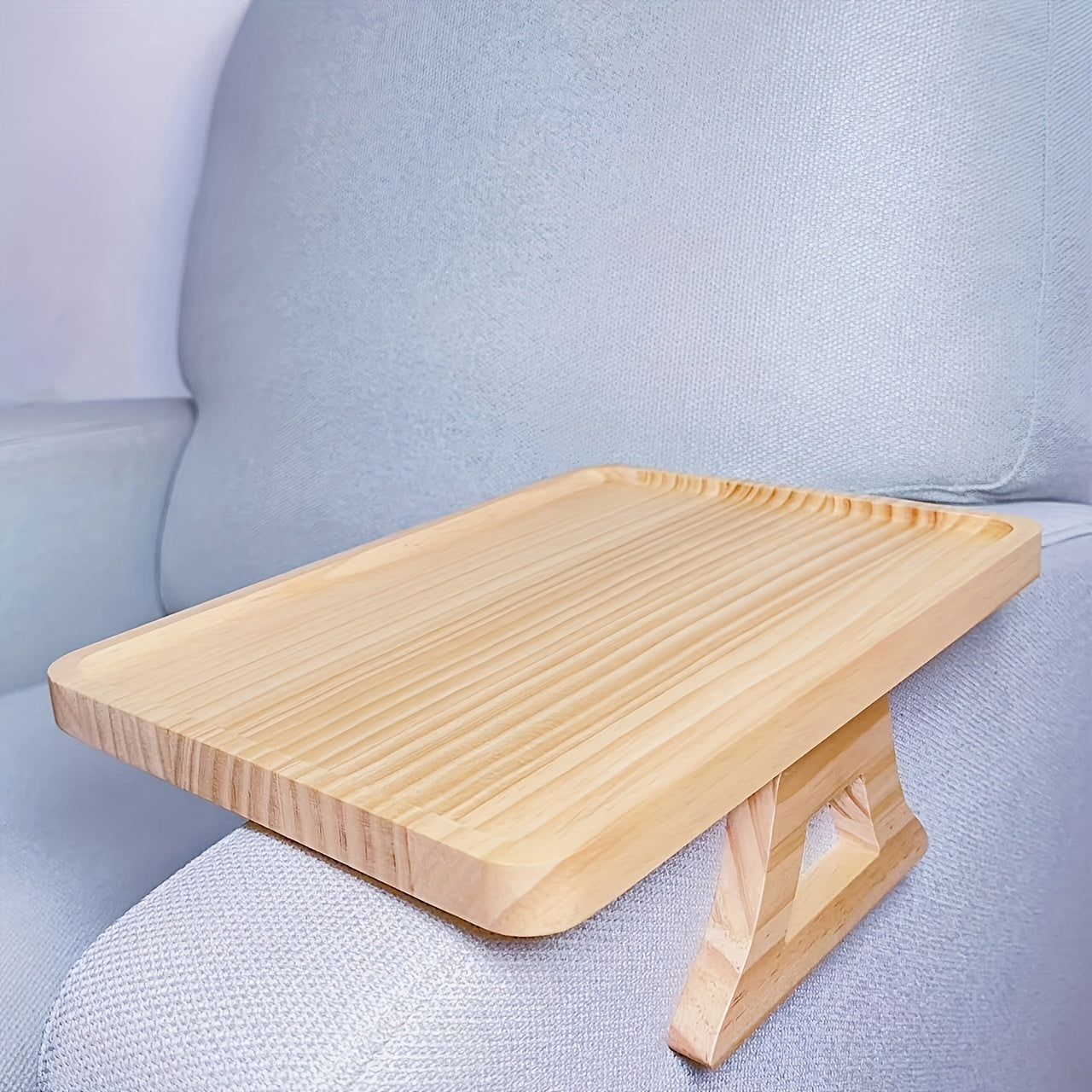 Pine Wood Sofa Armrest Table with Storage