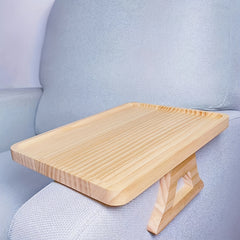 Pine Wood Sofa Armrest Table with Storage