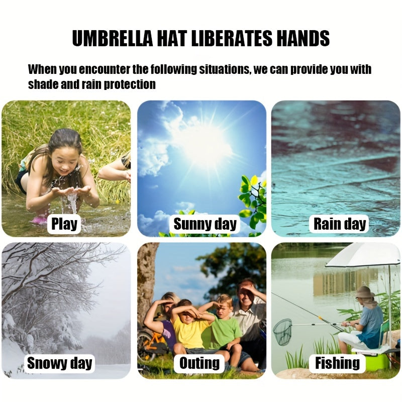OUYALINE Foldable UV Protection Head Mounted Umbrella for Outdoor