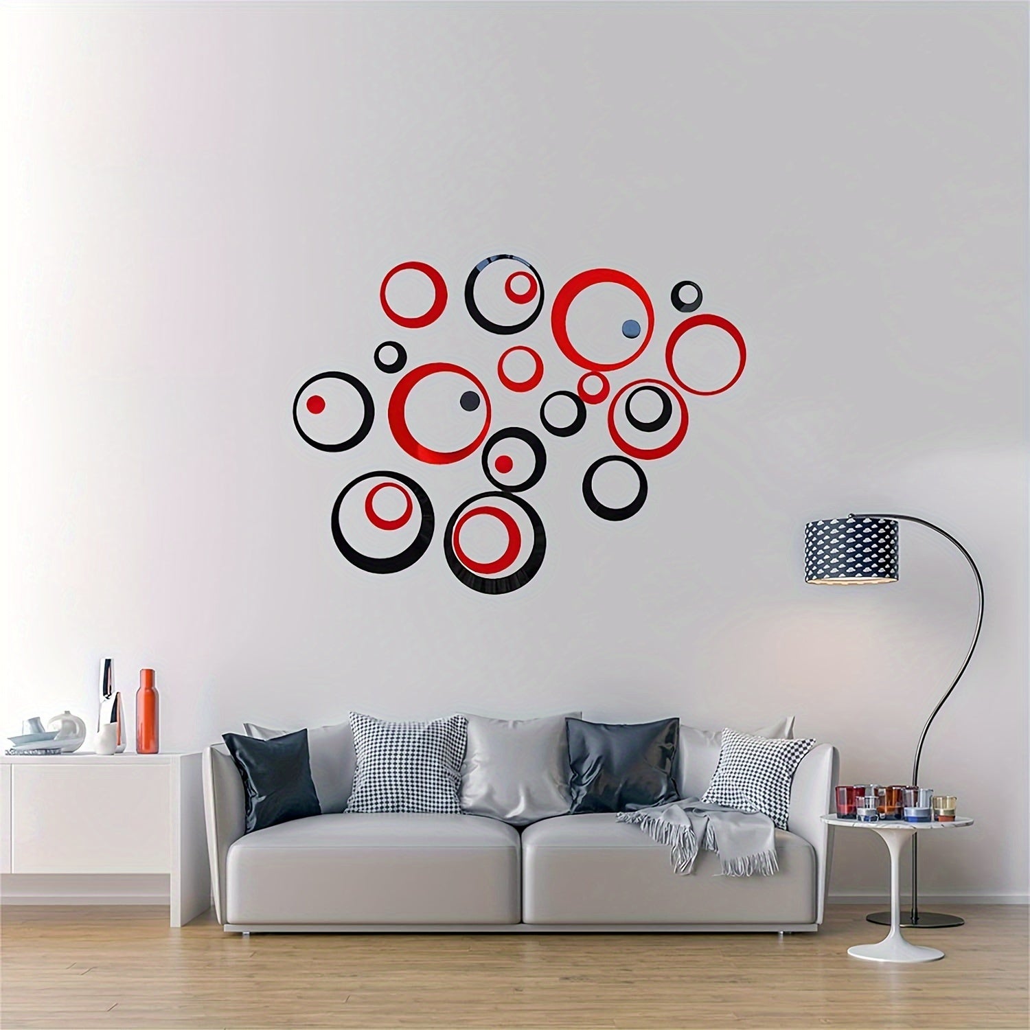 24pcs Acrylic Circular Mirror Wall Stickers - Modern Art Murals