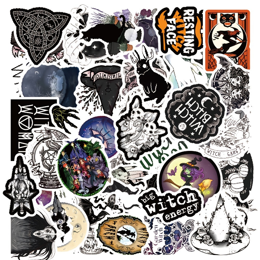 50pcs Witch Doodle Waterproof Stickers DIY Creative Toys For Notebook Luggage